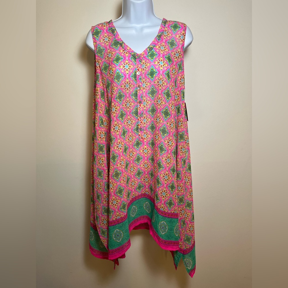 Ivy Jane -NEW with Tag- Pink and Green Tunic